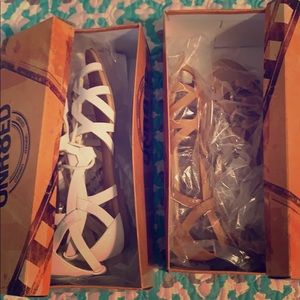 2 pair Unr8ed sandals shoes brown white 7.5